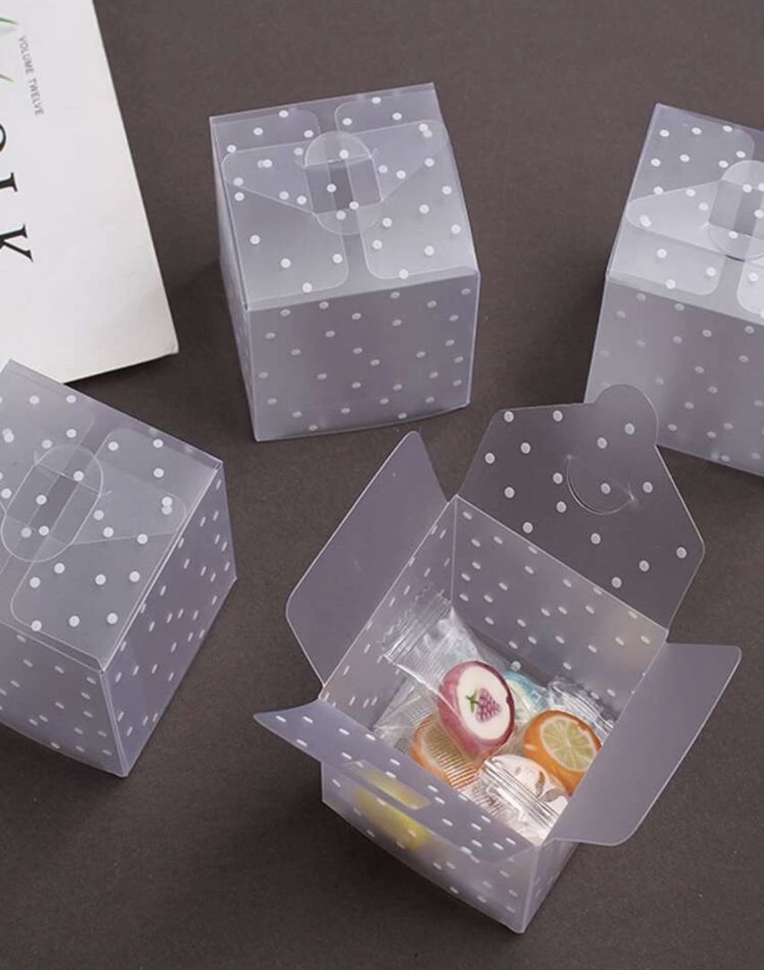 MATTE CLEAR BOXES - POLKA DOT PATTERNED
