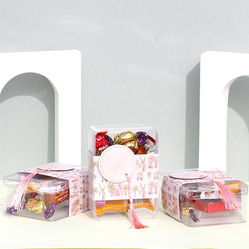 صندوق حلوى بلاستيكي شفاف