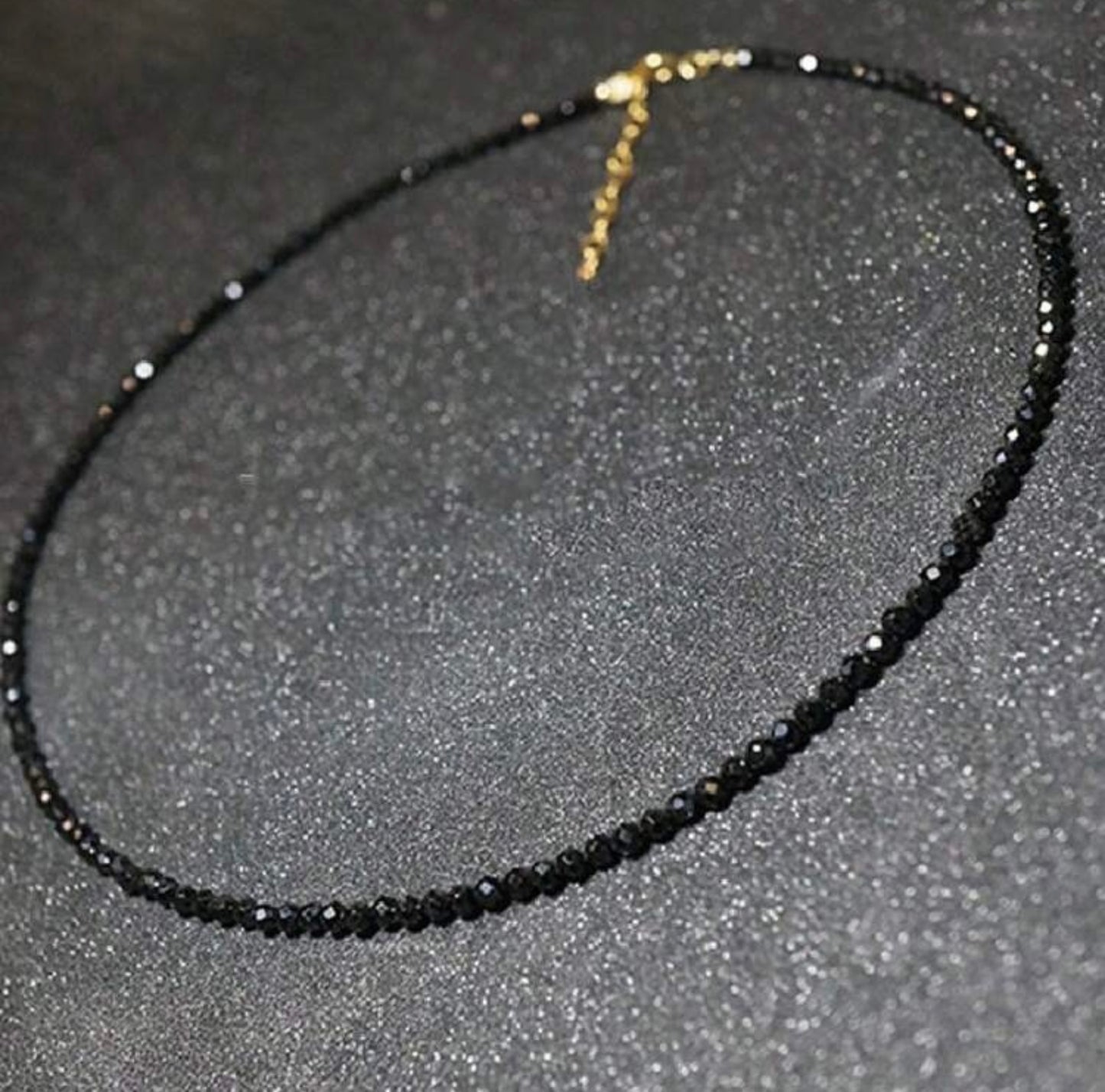 Black crystal beaded necklace