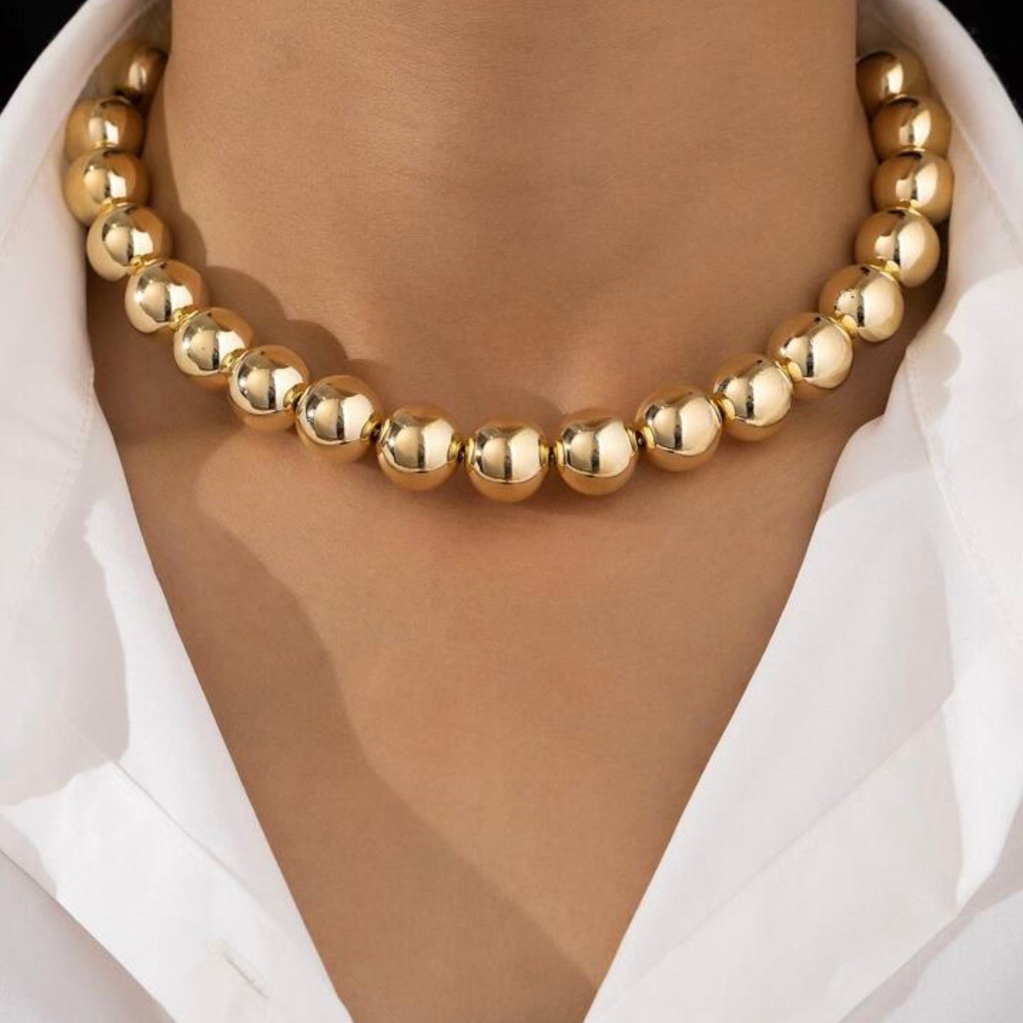 Gold beaded necklace