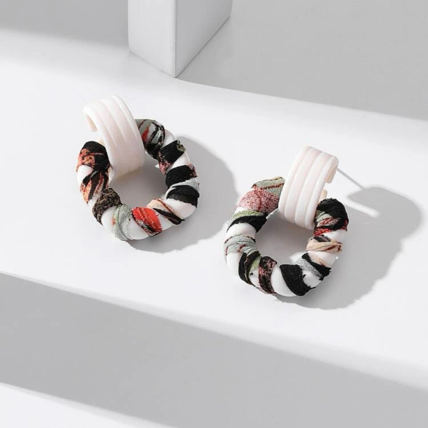 Square fabric earring