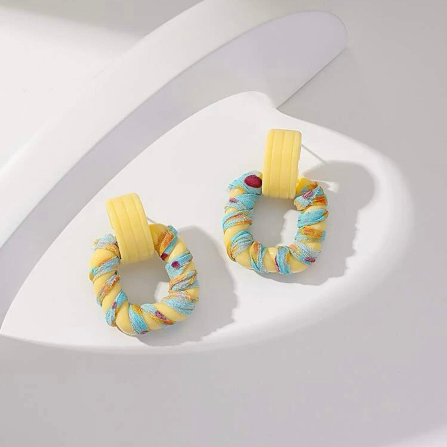 Square fabric earring