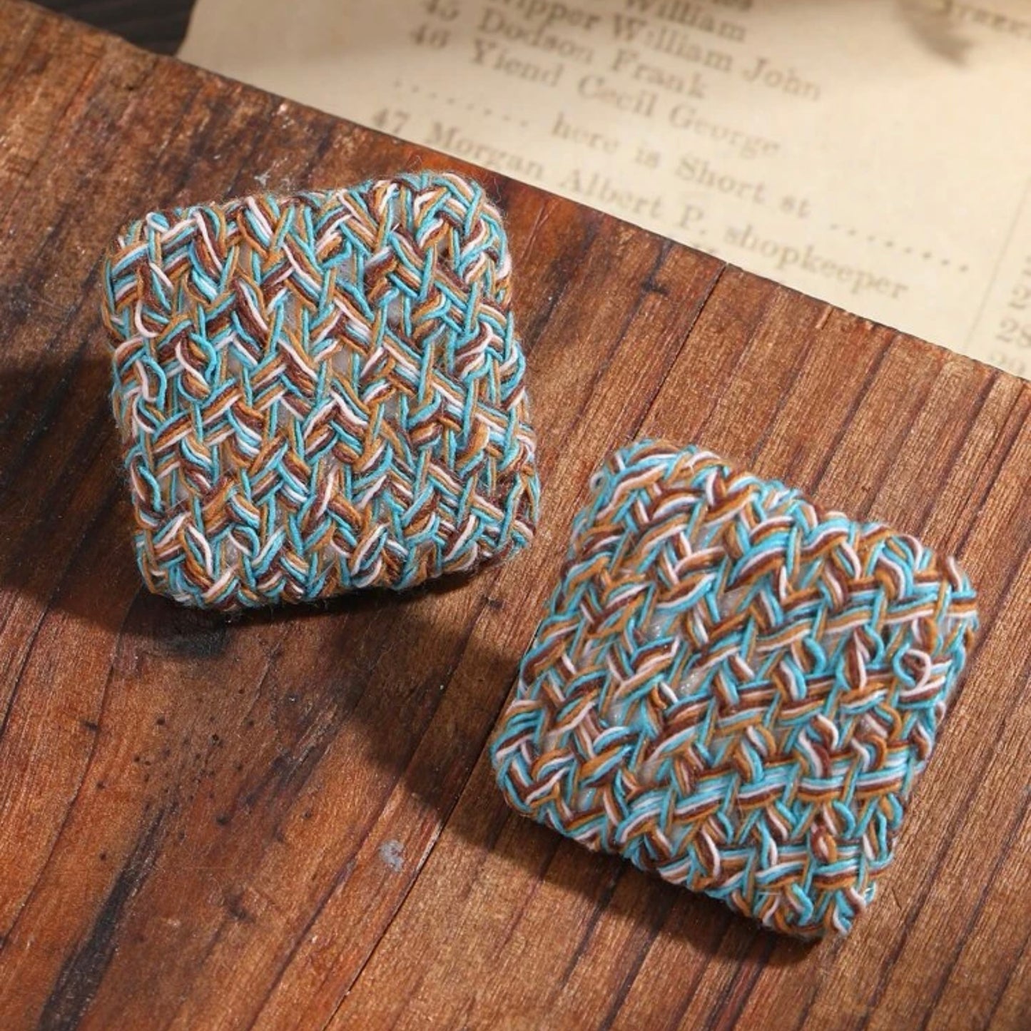 Square fabric earring
