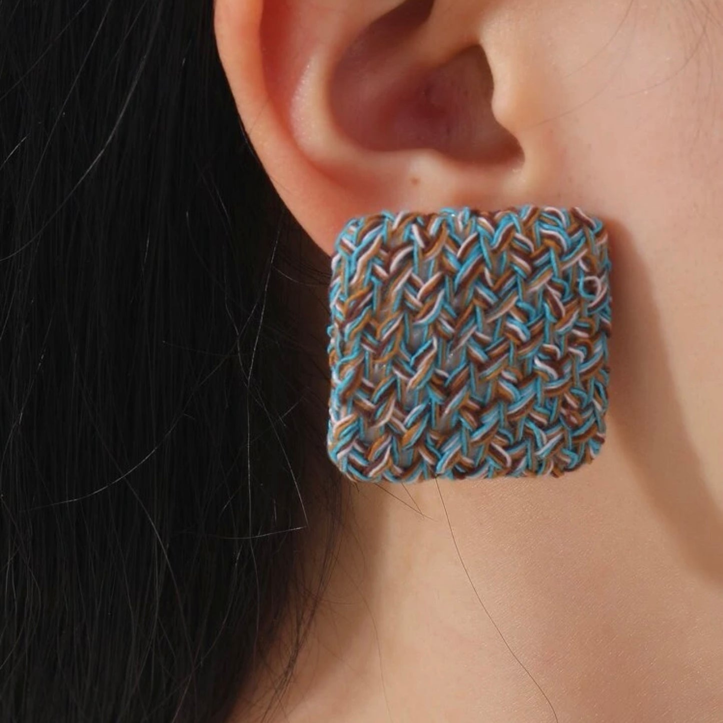 Square fabric earring
