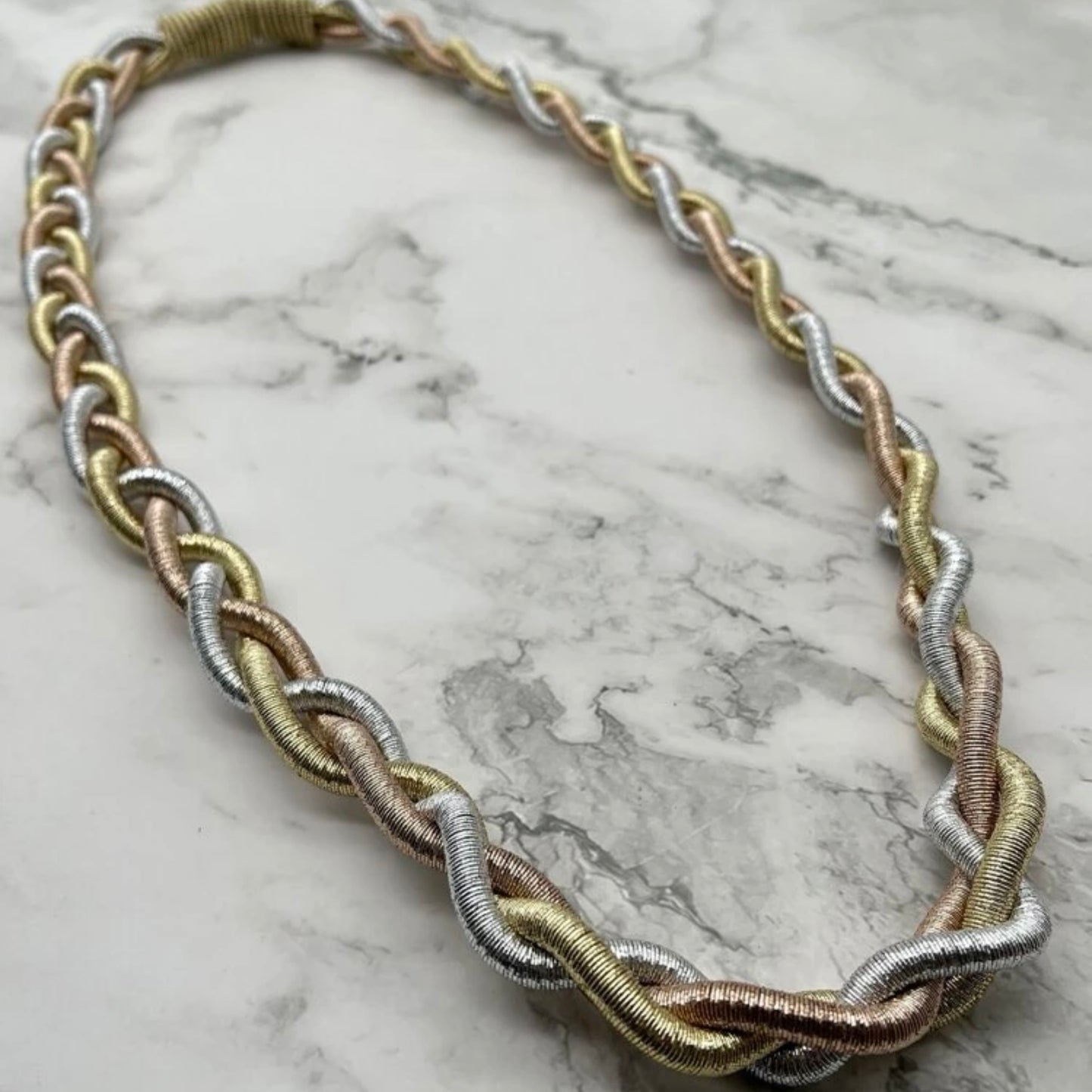 Braided gold and silver necklace