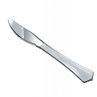 مجموعة أدوات المائدة البلاستيكية الفاخرة - فضي