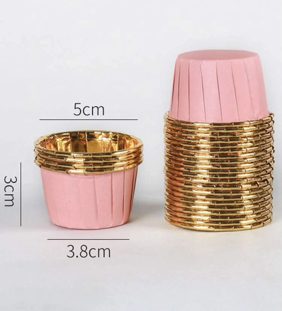 PAPER CUPCAKE - GOLD WITH PINK