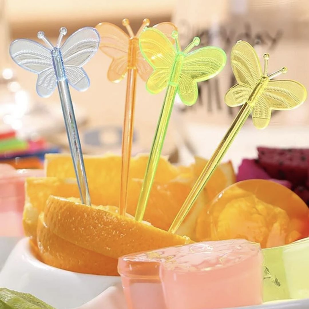 PLASTIC FRUIT FORK - BUTTERFLY