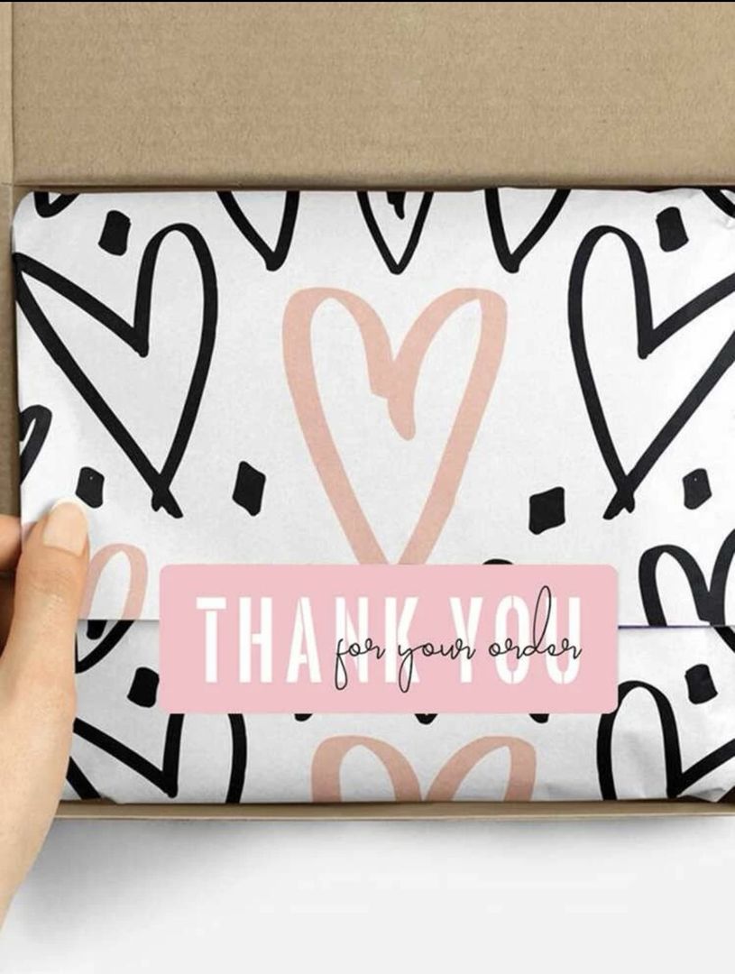 PINK STICKERS- "THANK YOU"