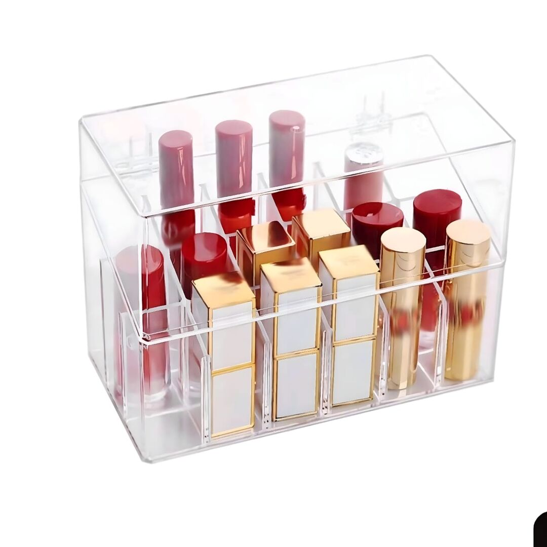 صندوق تخزين أحمر الشفاه الشفاف