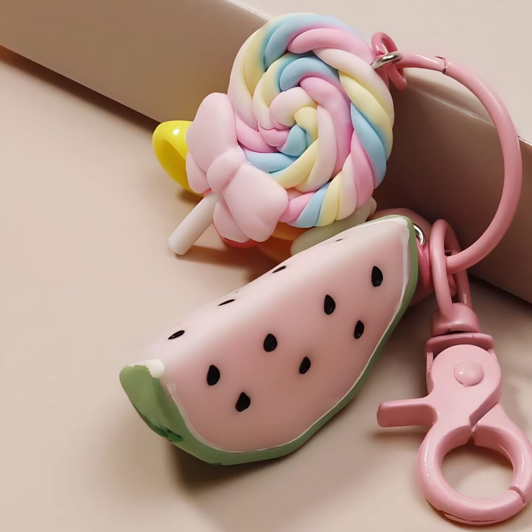 سلسلة مفاتيح البطيخ والمصاصة