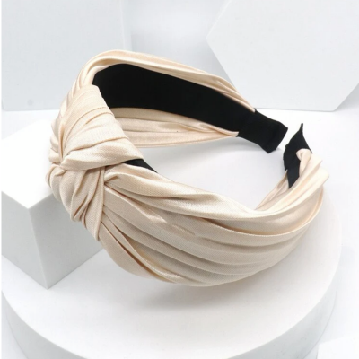 Beige top knot headband