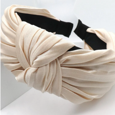 Beige top knot headband