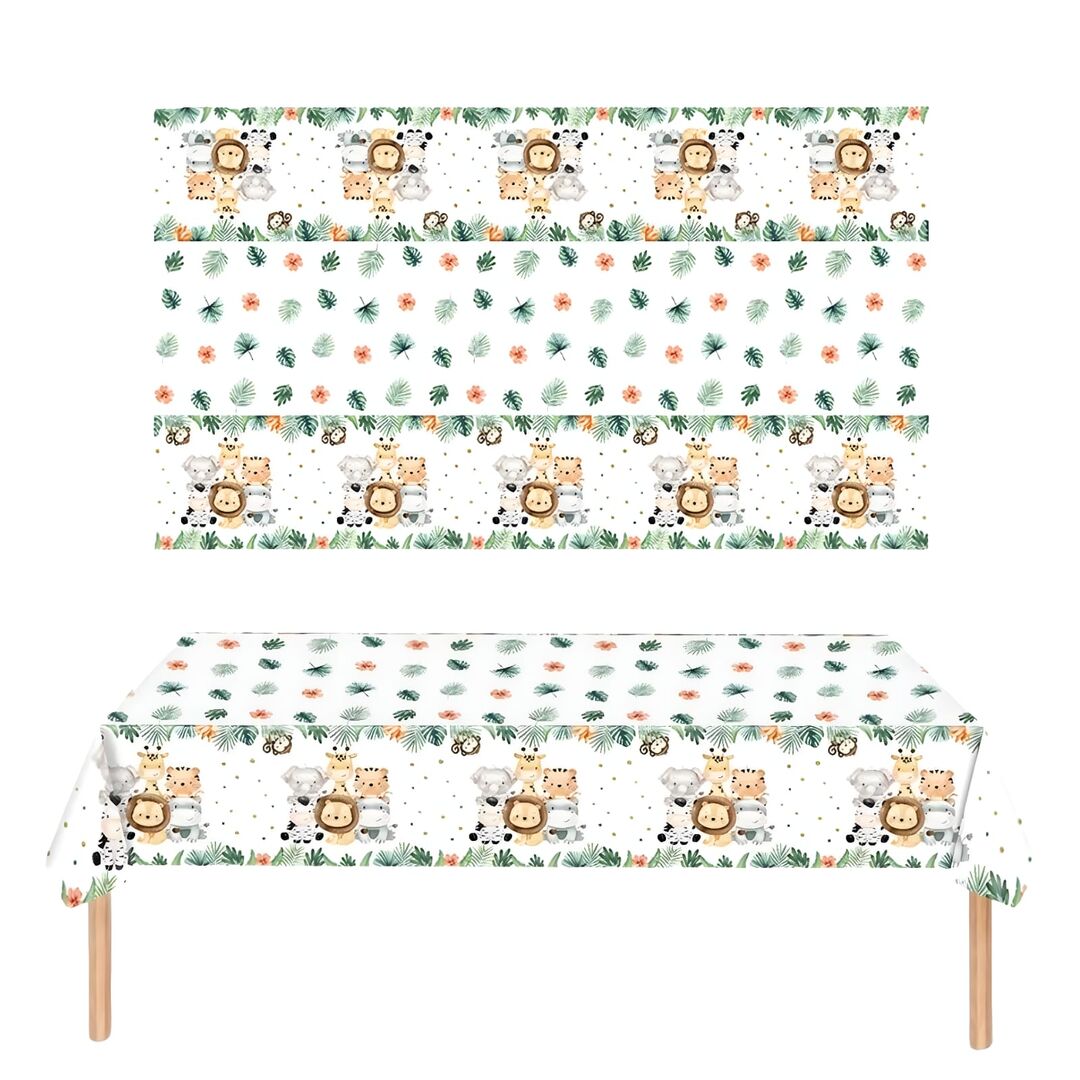 غطاء طاولة للاستعمال مرة واحدة- حيوانات كرتونية