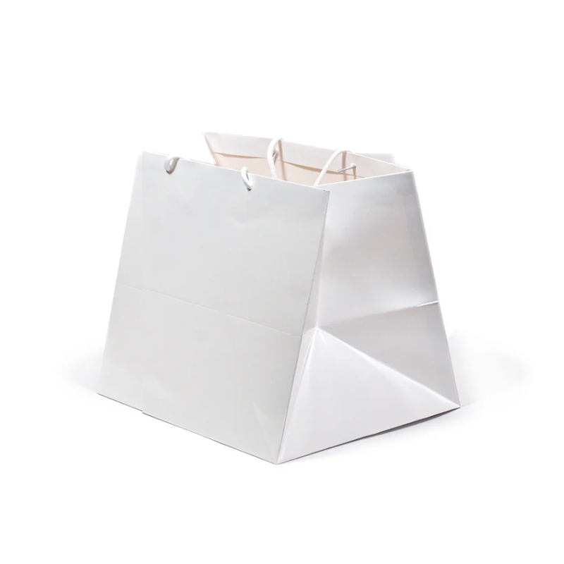 كيس ورقي أبيض سميك - قاعدة مربعة