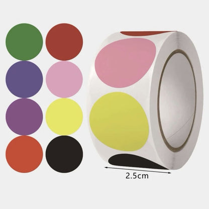 STICKERS ROLL - ROUND COLORFUL