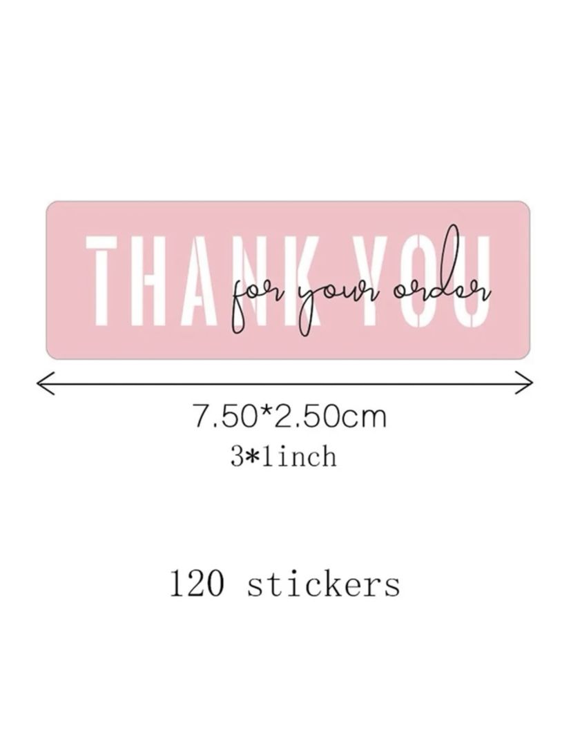 PINK STICKERS- "THANK YOU"