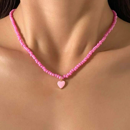Girls pink beaded necklace