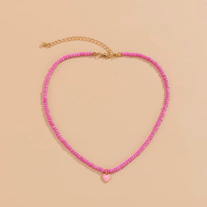 Girls pink beaded necklace
