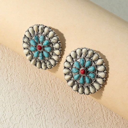 Turquoise round earring