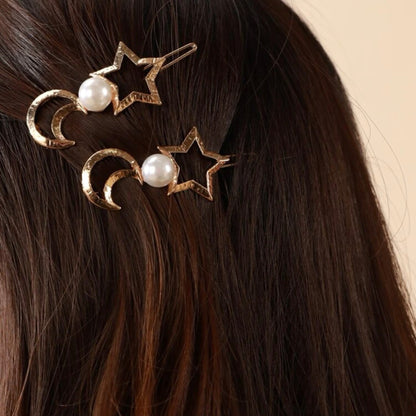 2 pcs Moon and star hair clips