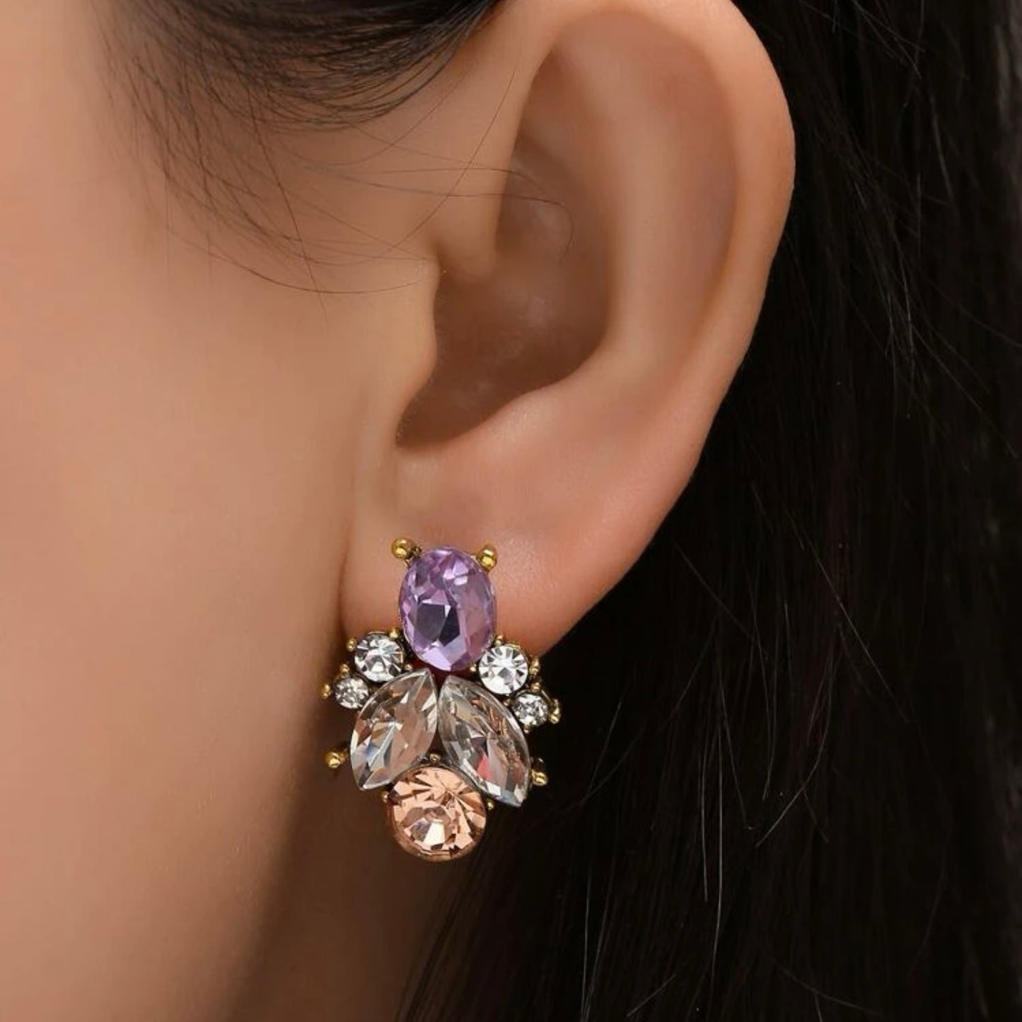 Purple stone earring