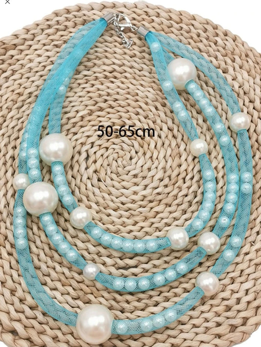 Baby blue layered necklace
