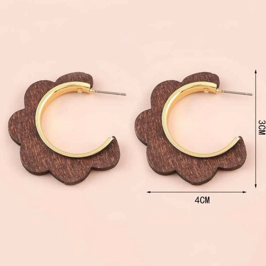 Wooden hoop earring