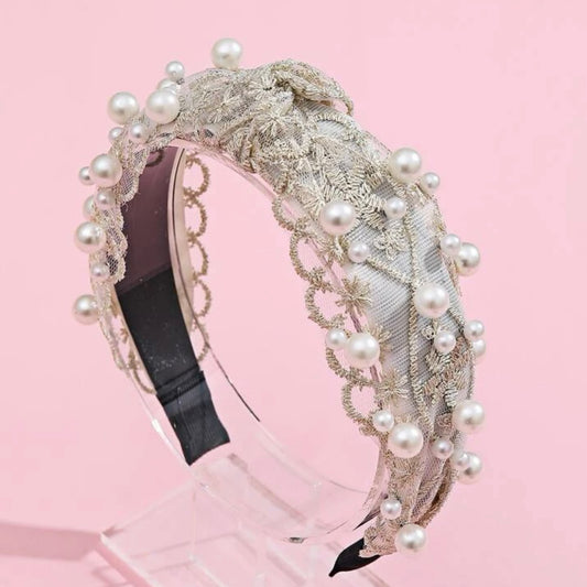 Lace & pearl headband