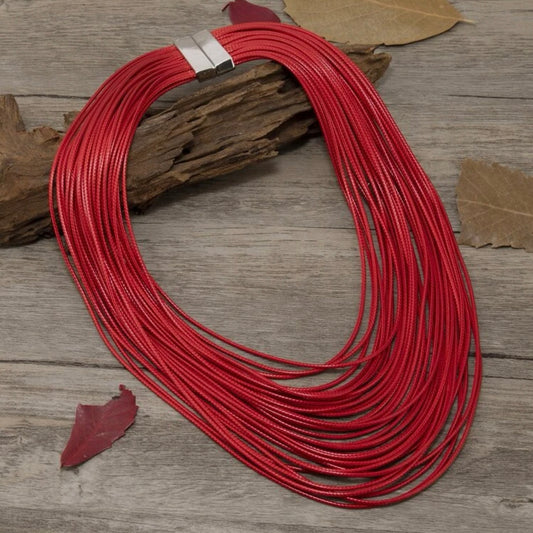 Red leather necklace