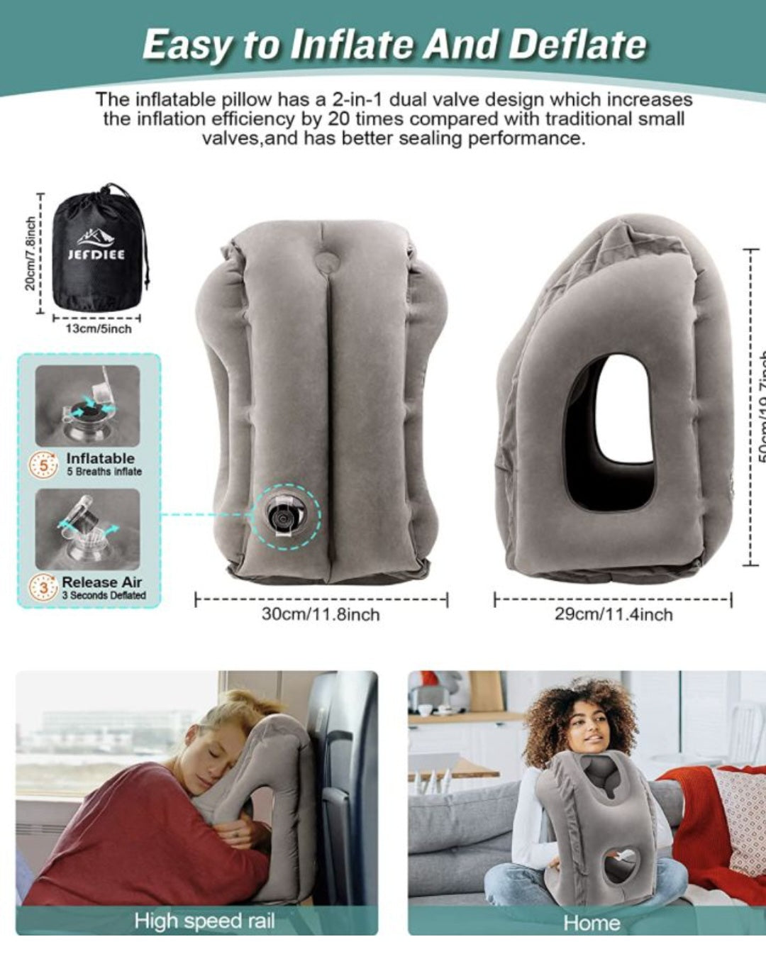 INFLATABLE NECK PILLOW W/HEAD SUPPORT