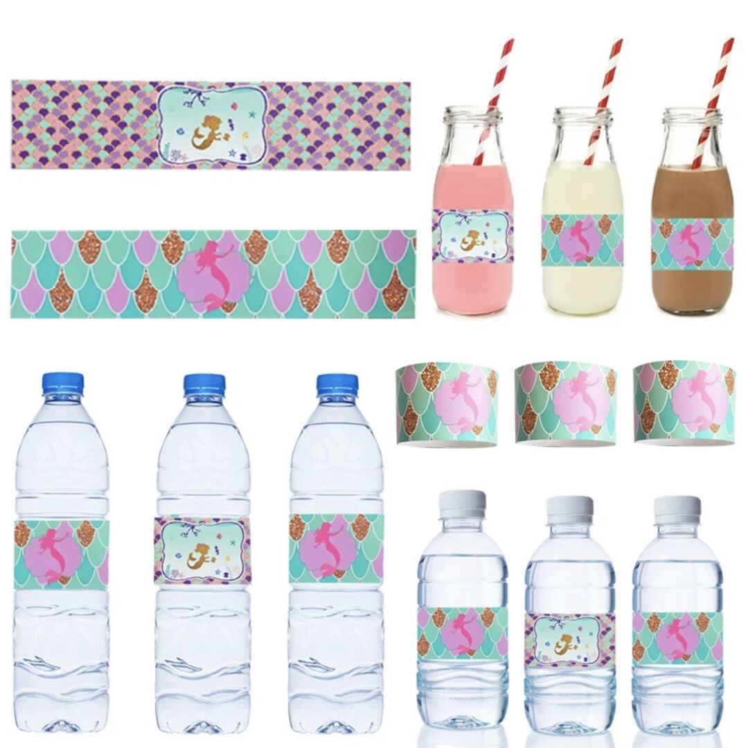 ملصقات زجاجات المياه - حورية البحر