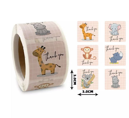 SQUARE STICKERS ROLL - ANIMALS