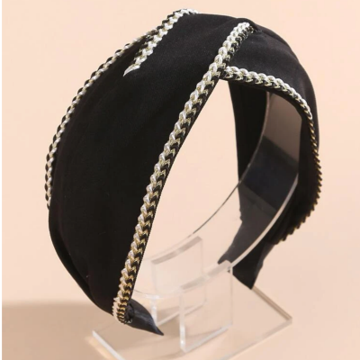 black & white braided headband