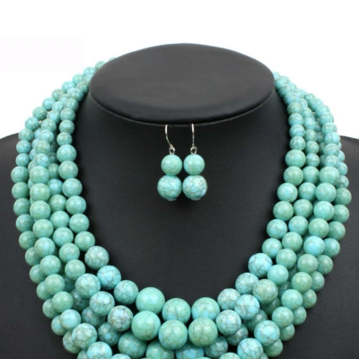 Blue beads necklace With earrings