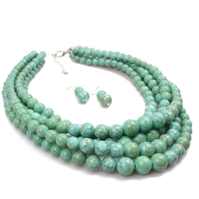 Blue beads necklace With earrings