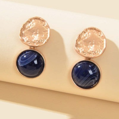 Gold & navy blue earrings