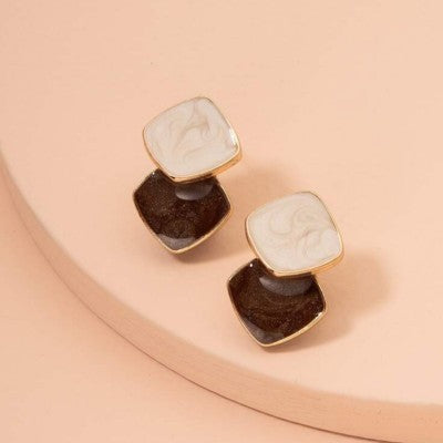 Double geometric  design earrings
