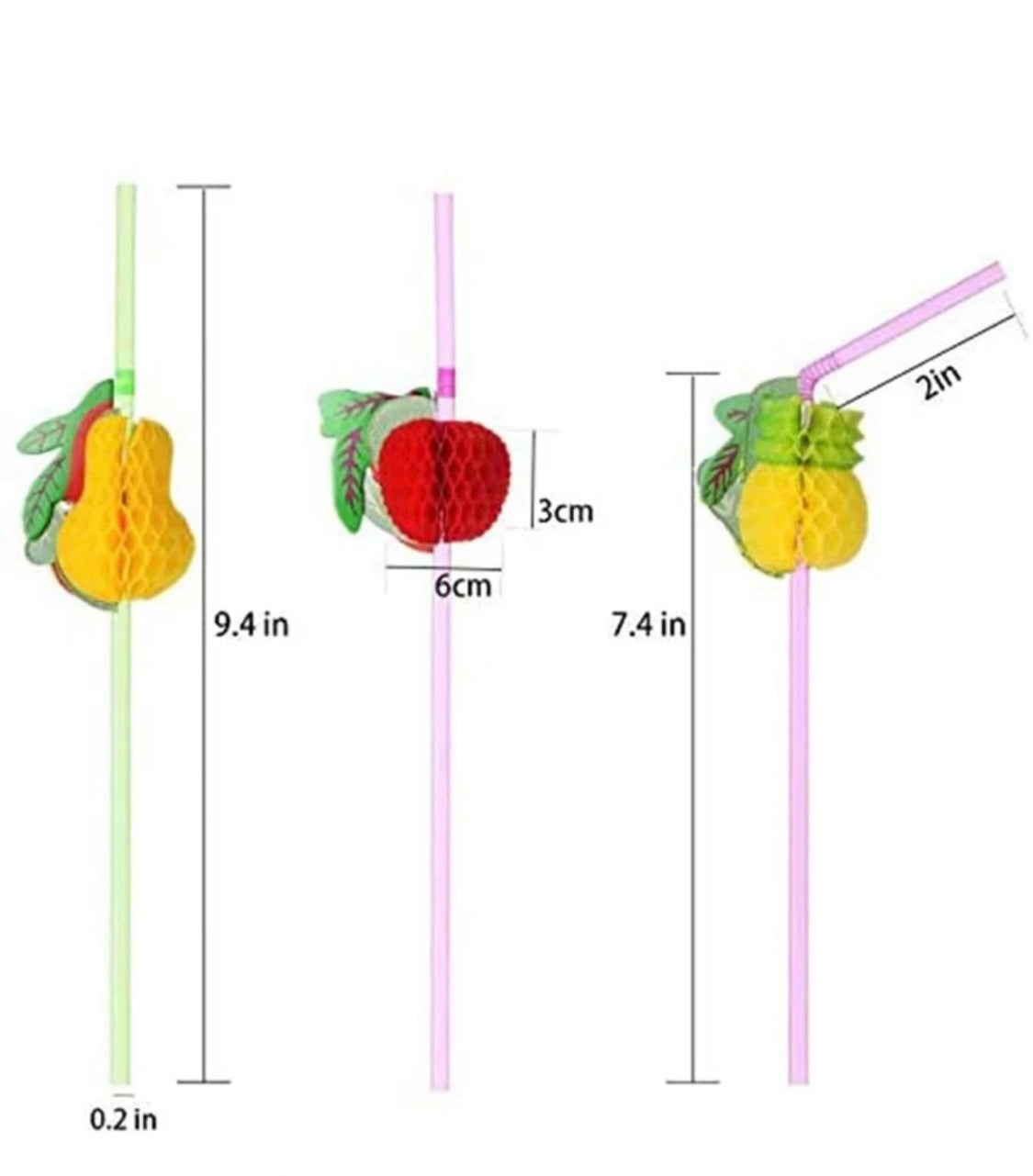 DISPOSABLE STRAW - FRUITS DECOR