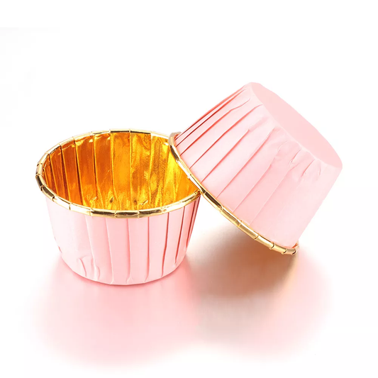 PAPER CUPCAKE - GOLD WITH PINK