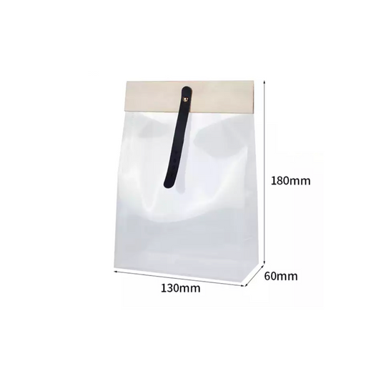 THICK PLASTIC BAG WITH LEATHER BELT