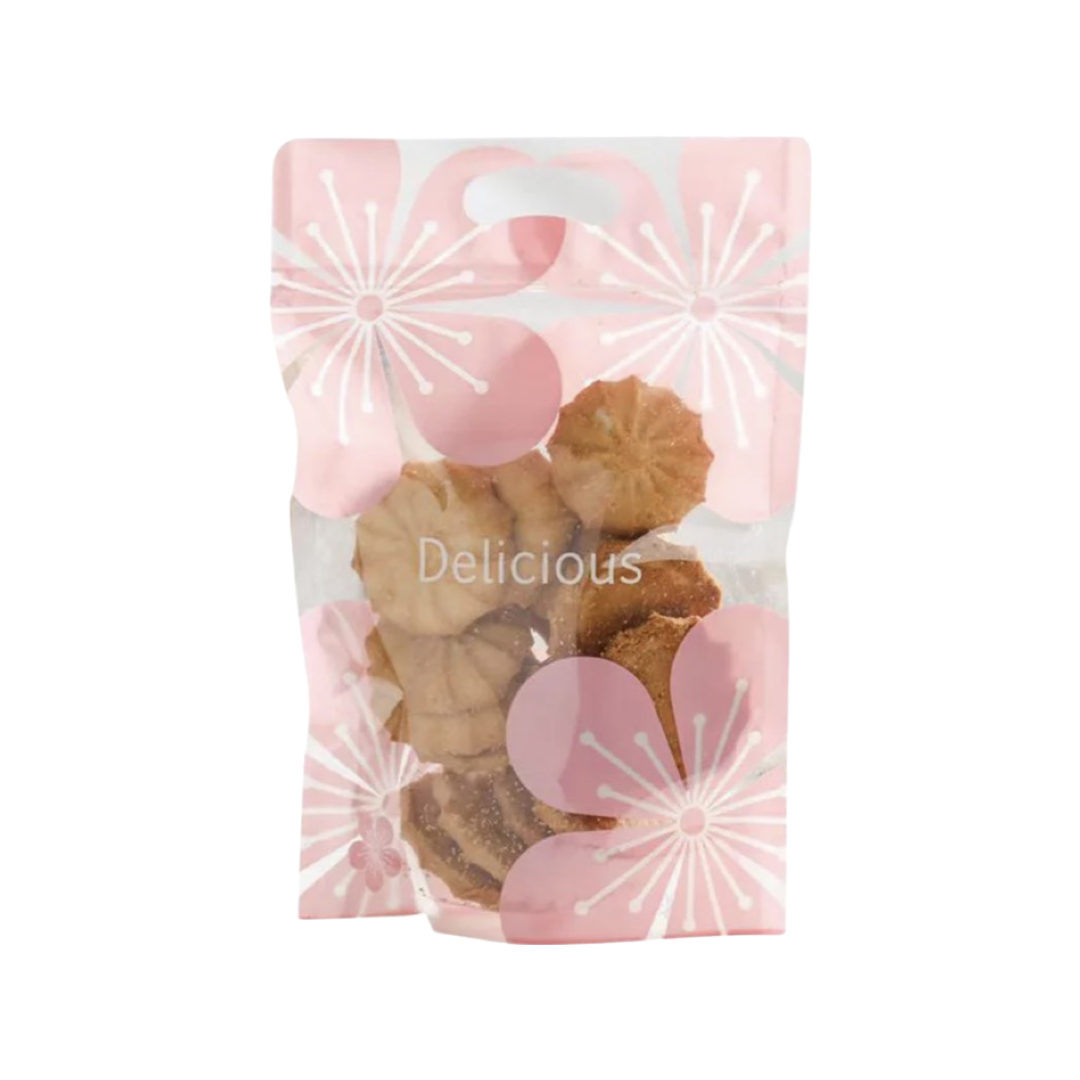PLASTIC BAG WITH HANDLE - PINK FLOWER