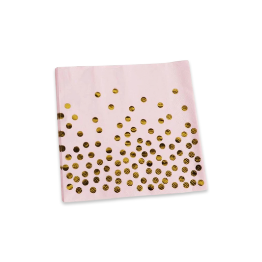 PAPER NAPKIN - PINK AND GOLD DOTS