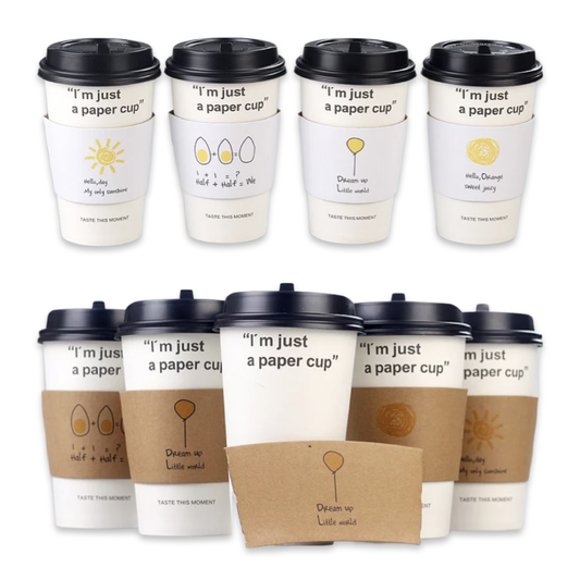 CUP SLEEVES- WHITE AND KRAFT