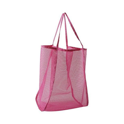 حقيبة شاطئ شبكية باللون الوردي