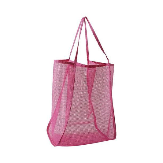 حقيبة شاطئ شبكية باللون الوردي